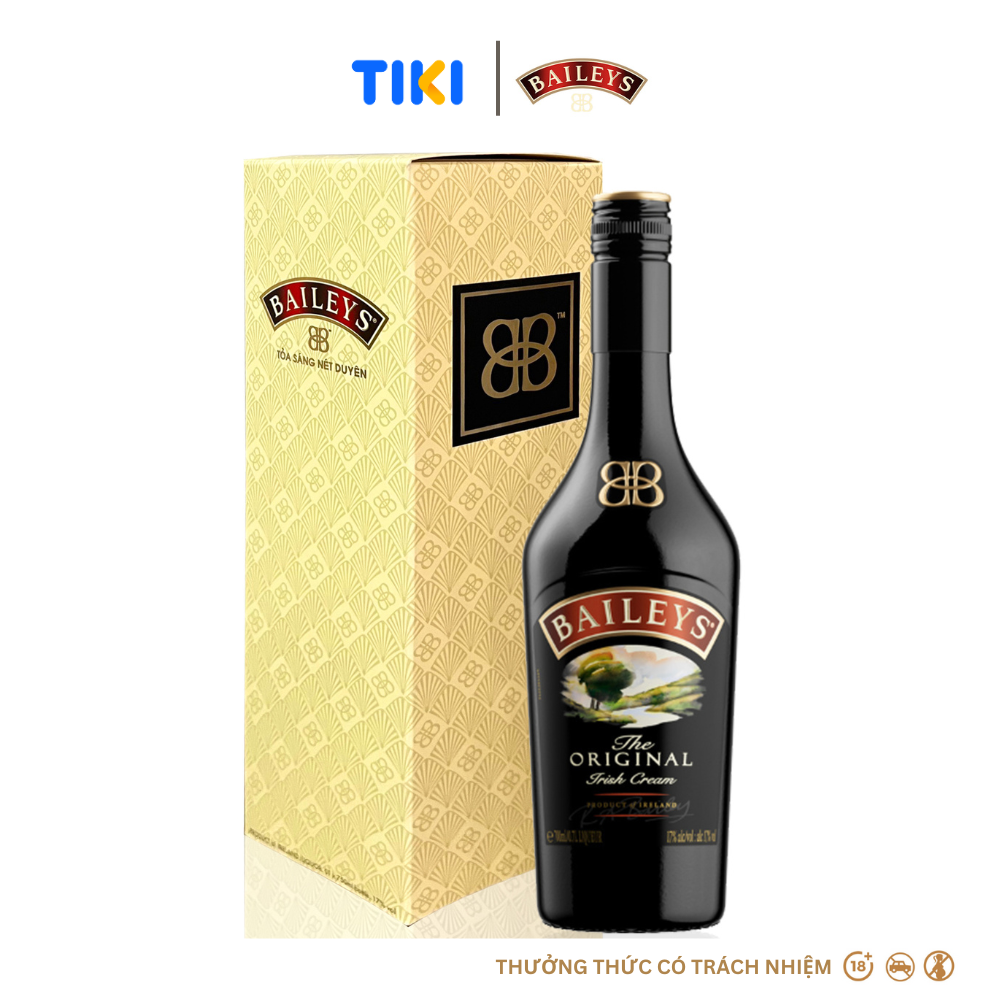 Rượu Baileys Original Irish Cream 17 750Ml Kèm Hộp - Hương Vị Ngọt Ngào, Mềm Mịn