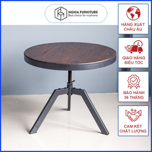 Bàn trà tròn thông minh tăng giảm chiều cao phong cách Nhật - Bàn mini Tia Table gỗ tự nhiên