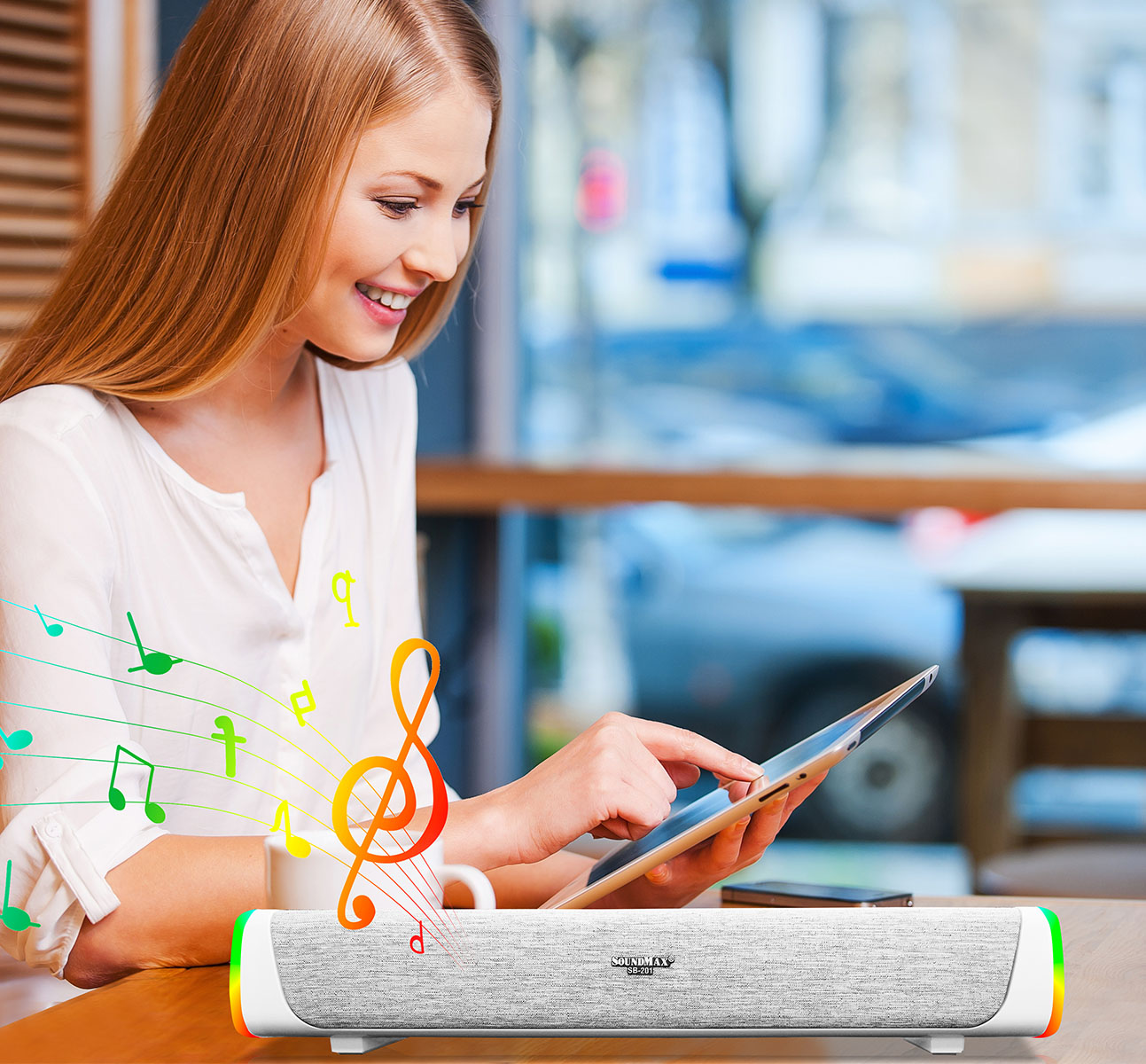 Loa Soundbar SoundMax SB201 LED RGB. Bluetooth 5.0- Hàng chính hãng