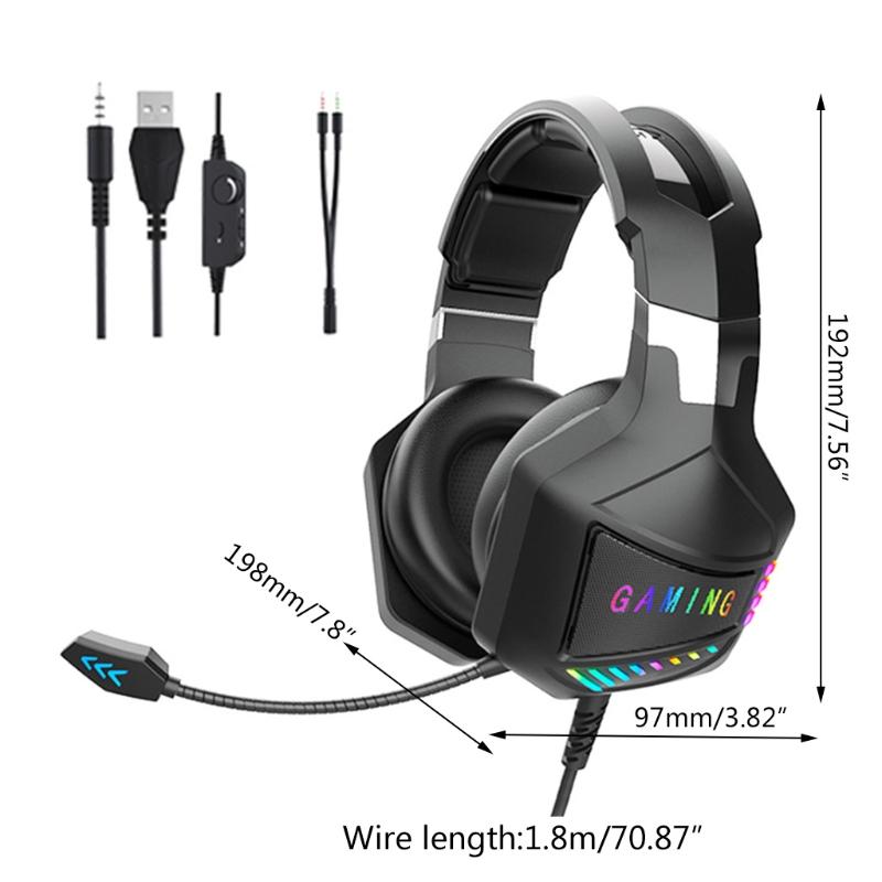 Tai Nghe Chơi Game RGB Nhiều Màu Sắc Bao Tai Tai Nghe Chơi Game Với Micro Cao Cấp Dòng Trong Có Dây Gắn Đầu Máy Tính Điện Thoại Y98A