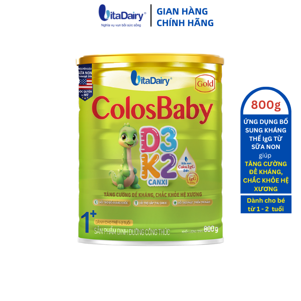 Sữa non Colosbaby Gold D3K2 1+ 800g, sữa bột giúp bé tăng cường đề kháng, chắc  khỏe hệ xương - VitaDairy