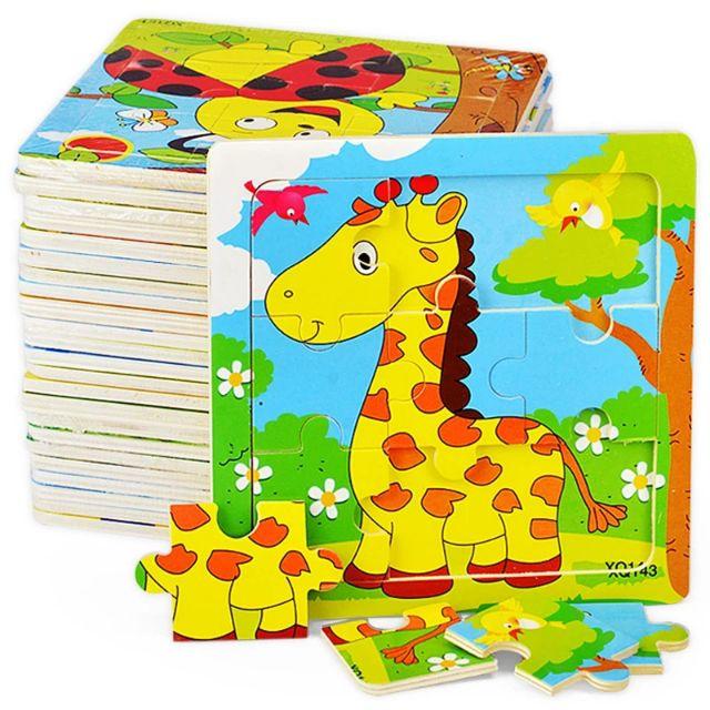 Đồ chơi xếp hình lắp ráp tranh ghép hình gỗ 9 miếng cho bé