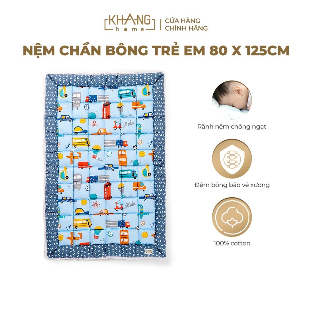 Nệm Trẻ Em Chần Bông Khang Home BabySafety An Toàn Giấc Ngủ Cho Bé Sơ Sinh Size 80x125cm