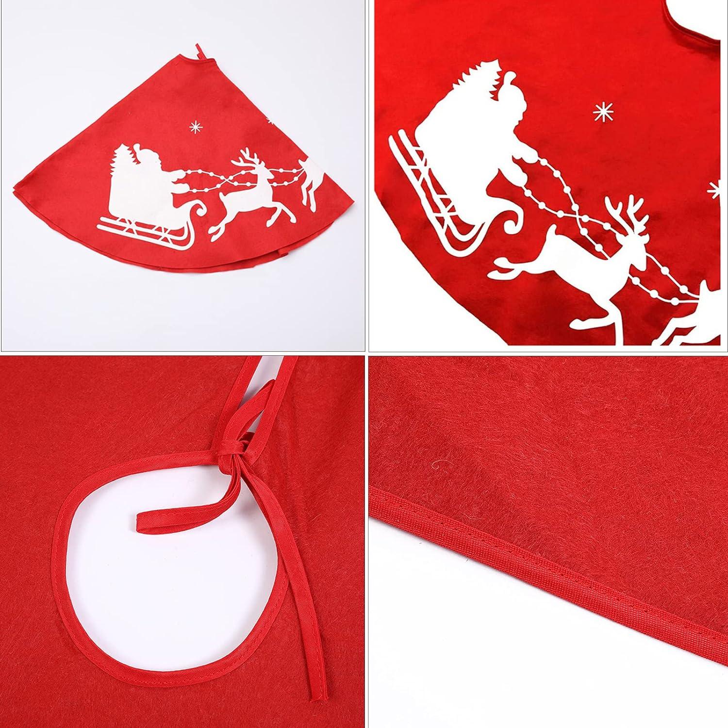 Thảm trải sàn cây thông Noel Váy cây không dệt Thảm cây thông Noel với chăn hình tròn hình tuần lộc màu đỏ cho cây thông Noel Váy cây thông Noel có hoa văn để trang trí cây thông Noel
