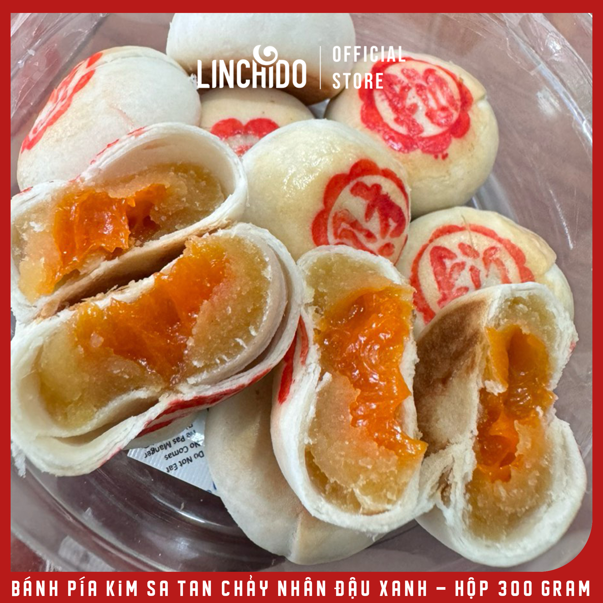 Bánh pía kim sa tan chảy nhân đậu xanh - Hộp 300 Gram