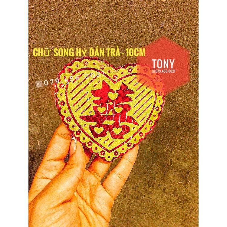 Bộ STICKERS DECAL CHỮ SONG HỶ KIM TUYẾN DÁNTRẦU CAU, TRÁI CÂY - HÀNG ĐẸP, SIÊU CHẮC