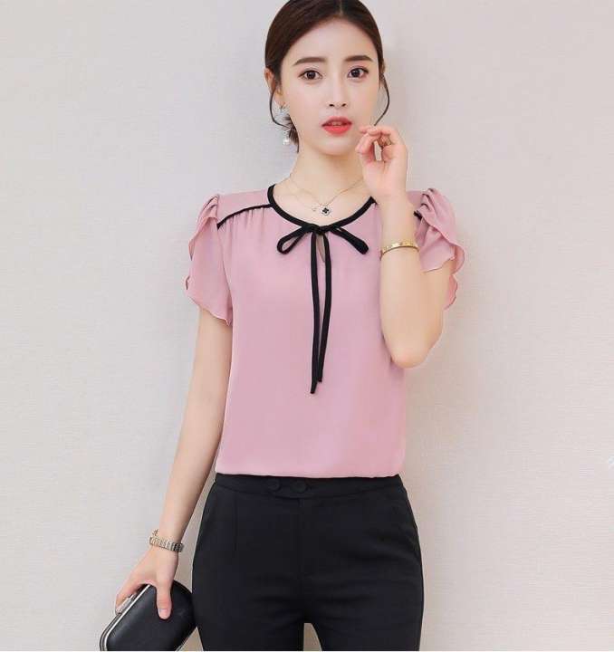Aó công sở vai nhúng tay búp sen