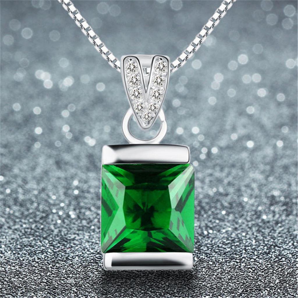 Green Gemstone Pendant Valentines Day Gift 925 Sterling Silver Necklace