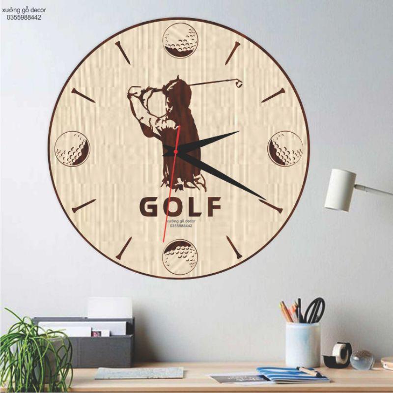 Đồng Hồ Treo Tường Bằng Gỗ Hình Người Chơi Golf Độc Đáo Trang Trí Nhà Cửa