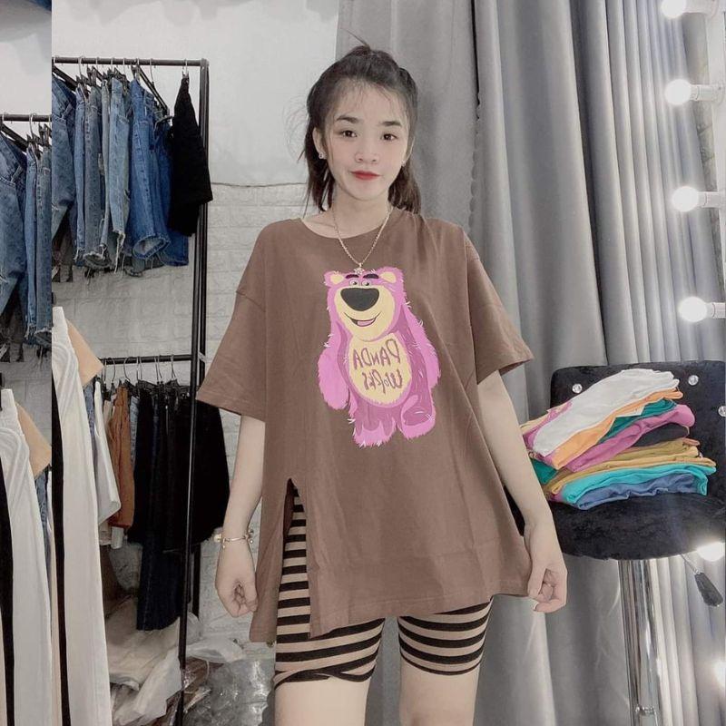 Đồ bộ nữ ESHOP đồ bộ mặc nhà bigsize áo xẻ tà 1 bên quần lửng ngố thun gân đẹp dễ thương đi chơi ngủ cute DB39