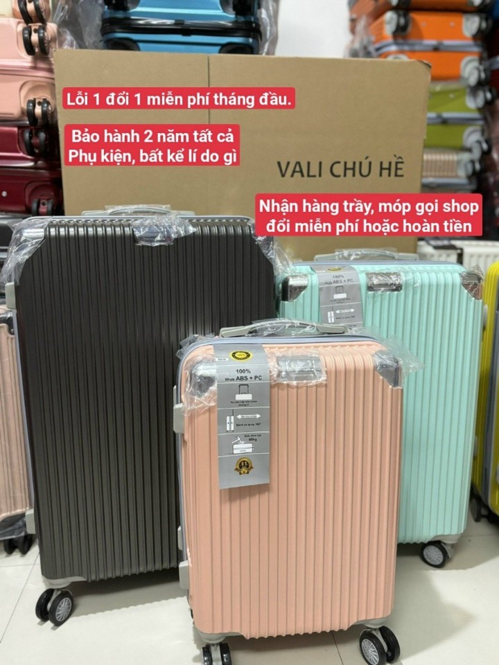 Bộ 3 cái Vali kéo du lịch gia đình Tundo nhựa ốp góc chống va đập size 20, 24 và 28 đủ màu lựa chọn