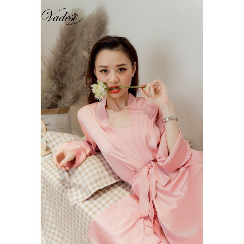 Set Đầm Ngủ Lụa Cao Cấp Vadesi, Váy Ngủ Luxury 2 Dây Lụa Tơ Mềm Mịn Phong Cách Nhật Sang Đẹp