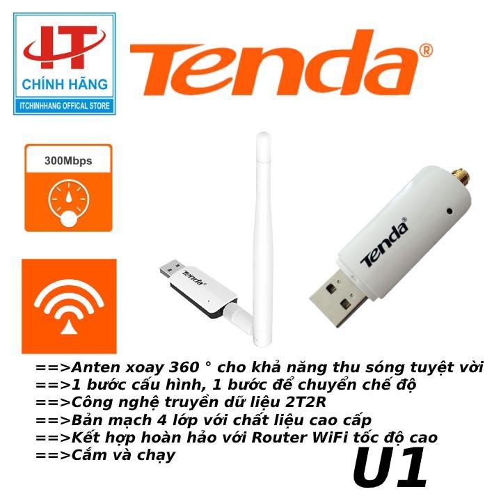 Thiết bị thu WIFI 300M TENDA U1 Hàng MICROSUN-ADNT bảo hành 36 tháng