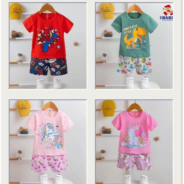 Bộ cotton côc tay cho bé trai, bé gái PIKA KIDS Bộ xuất hàn Bộ quần áo hè mặc ở nhà cho bé từ 10-16kg