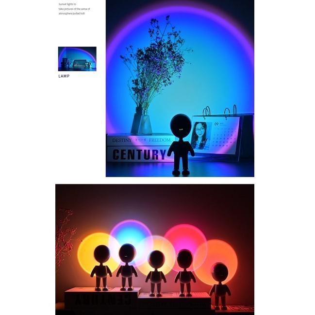 Đèn Ngủ Hình Robot Chiếu Hoàng Hôn 7 Màu RGB Độc Đáo