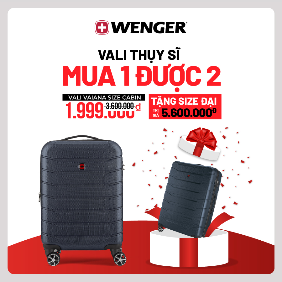Combo vali kéo Vaiana WENGER - THỤY SĨ : Combo 01 vali kéo size cabin 55cm và 01 vali kéo size đại 87cm Vali kéo Thụy Sĩ với thiết kế sang trọng, tinh tế Khóa số TSA an toàn tiêu chuẩn Hoa Kỳ Tính năng mở rộng tăng sức chứa, giúp sắp xếp hành lý linh hoạt