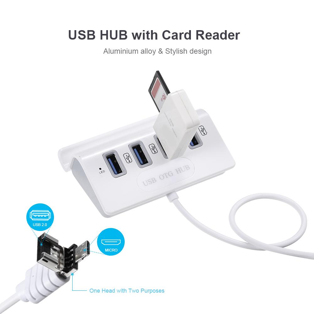 USB OTG HUB đầu đọc thẻ 4 trong 1 Hub USB3.0 Multi Spliter cho máy tính xách tay PC