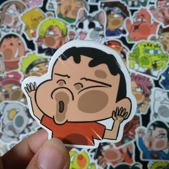 Bộ Sticker dán cao cấp chủ đề ÚP MẶT VÀO KÍNH - Dùng dán Xe, dán mũ bảo hiểm, dán Laptop