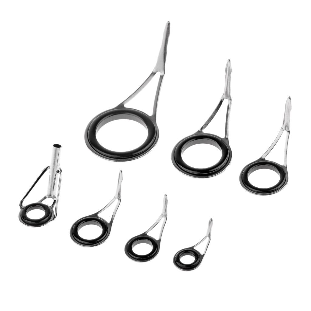 7pcs Rod Repair Kit Fishing Rod Guides Tips Tops Single Leg Ceramic Ring