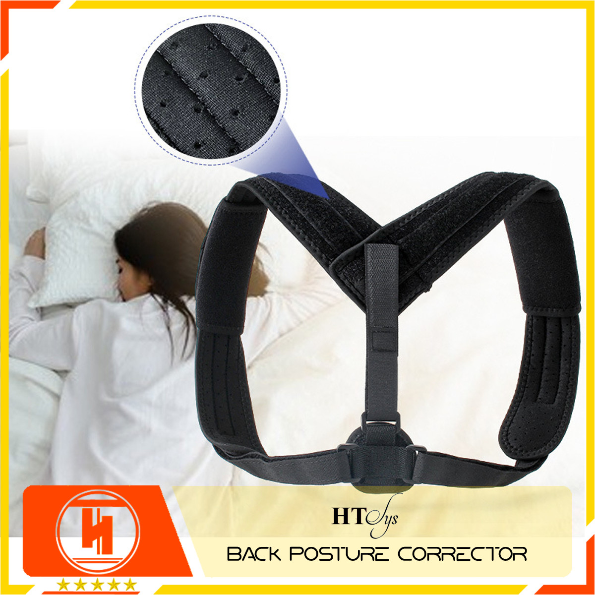 Đai chống gù lưng cao cấp HT SYS Back Posture Corrector - Freesize - Màu đen