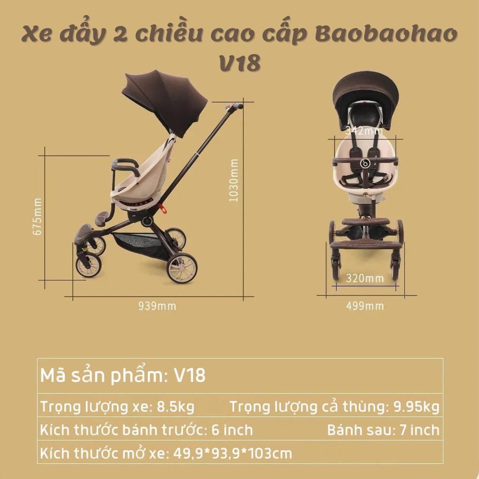 Xe đẩy gấp gọn baobaohao V18 , cao cấp 5 chế độ