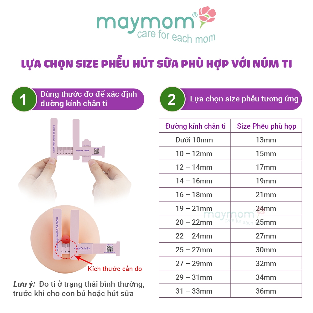 Thước Đo Ti Mama’s Choice, Xác Định Đường Kính Núm Ti Mẹ, Giúp Mẹ Chọn Được Size Phễu Phù Hợp Khi Hút Sữa