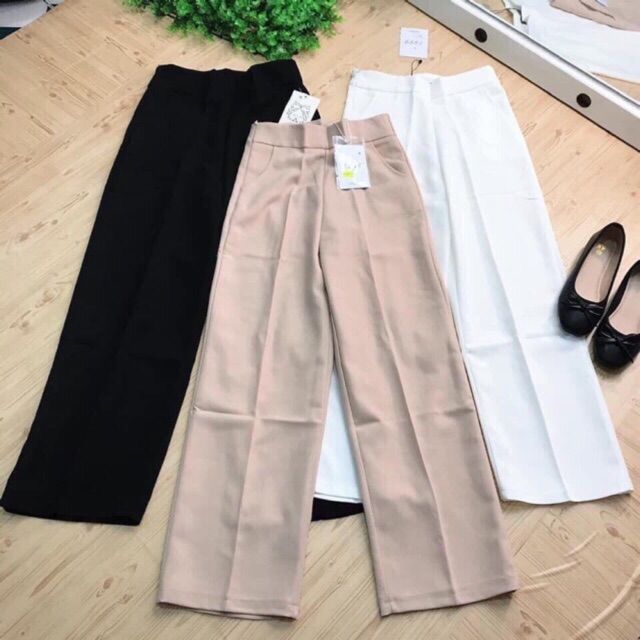 Quần ống rộng nữ,quần culottes nữ lưng cao khóa sườn vải tuyết mưa nhiều màu