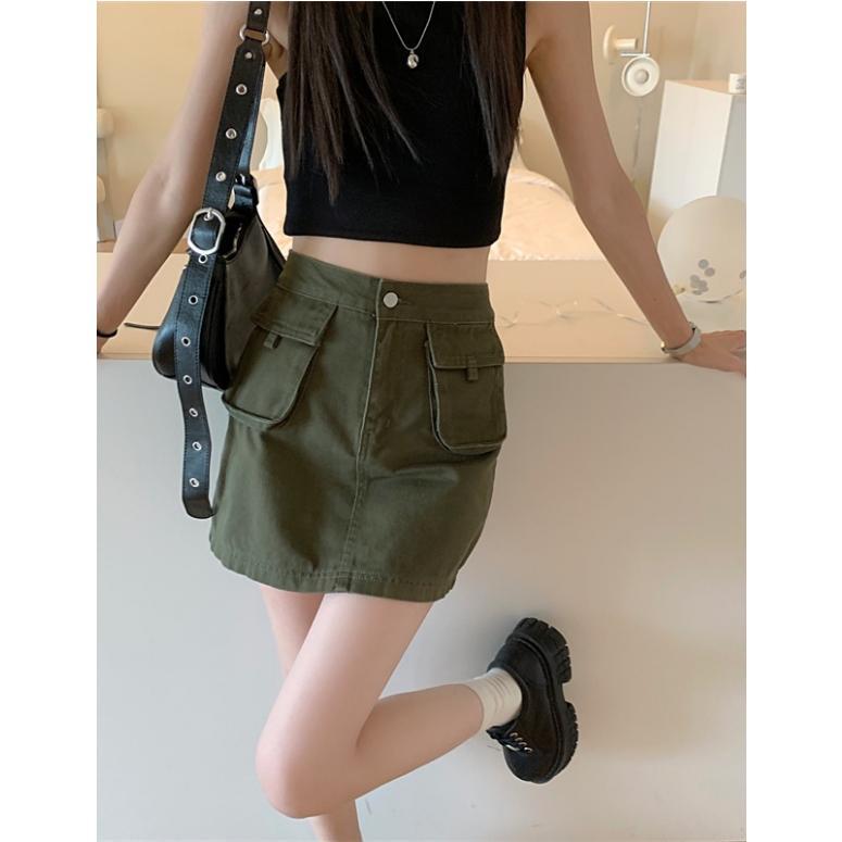 Váy denim Ngắn Lưng Cao Thời Trang Mùa Hè Dành Cho Nữ