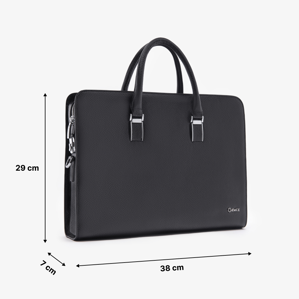 Túi Xách Công Sở Nam Cặp Da Doanh Nhân GENCE CTS12 Da Bò Khóa Số Cao Cấp Màu Đen