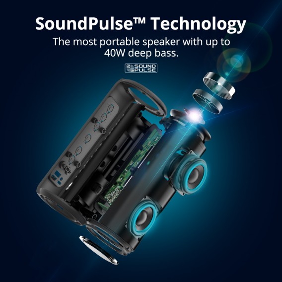Loa bluetooth 5.0 ngoài trời, âm thanh vòm 360 độ, Bass sâu, Pin trâu Tronsmart Element T6 Plus - Hàng chính hãng