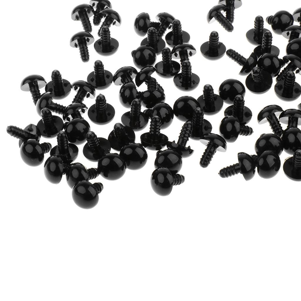 200pcs Black Plastic Safety Eyes for Teddy Bear Doll Puppet DIY Making Craft - 15mm 20mm