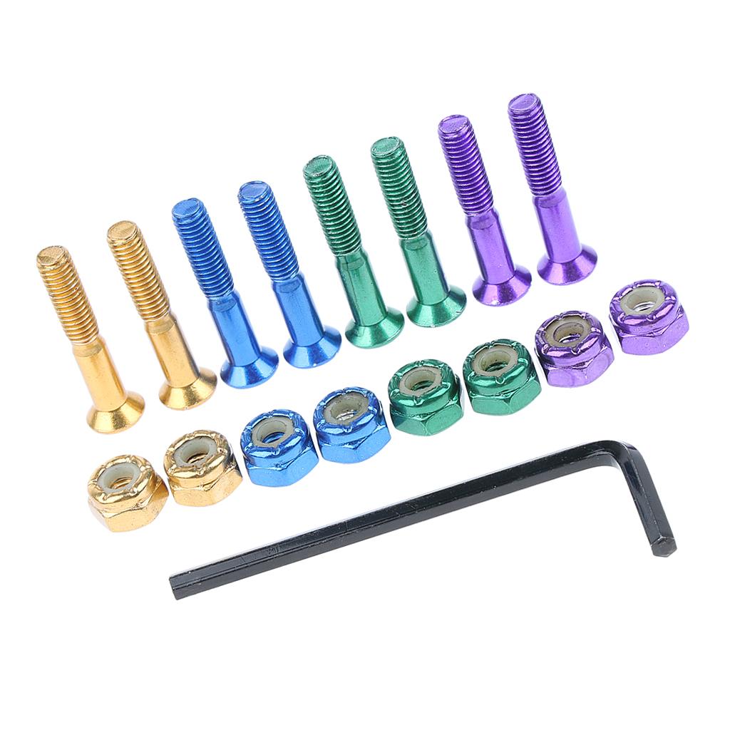 8pcs Replacement Skateboard Truck Hardware Set Longboard Screws Bolts Nuts