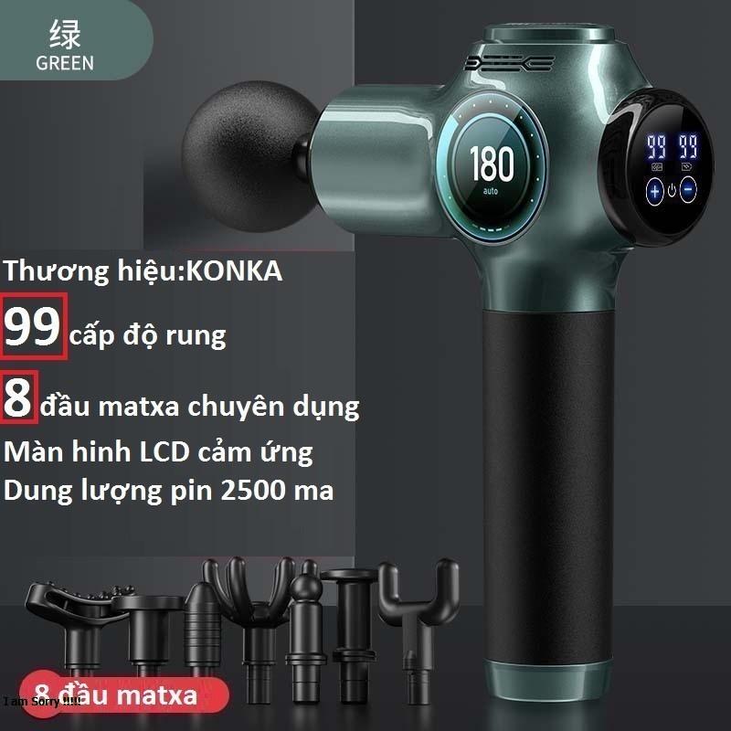 Súng massage gun cầm tay máy massage KONKA 8 đầu massage 99 mức độ rung - giảm nhức mỏi toàn thân