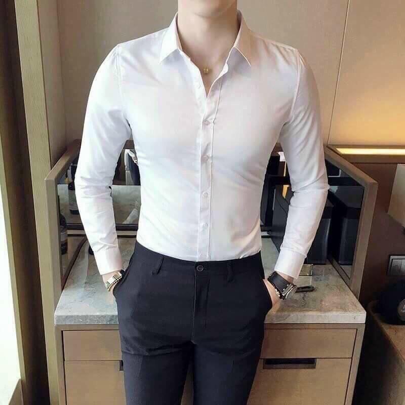 Áo sơ mi trơn dài tay cực phong cách đậm chất nam giới KB FASHION