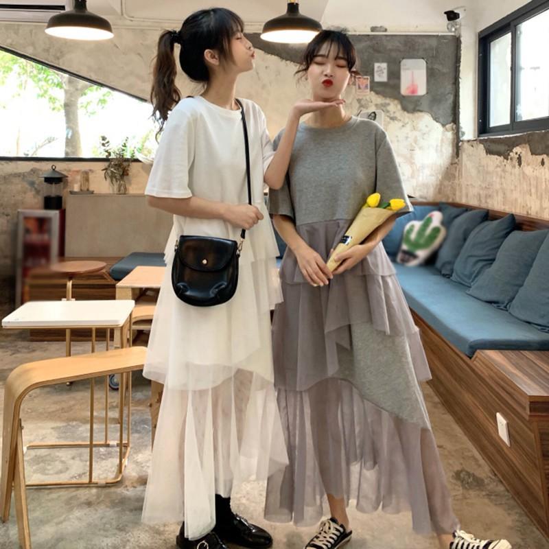 Đầm tay ngắn cổ tròn thiết kế thanh lịch cho phái nữ