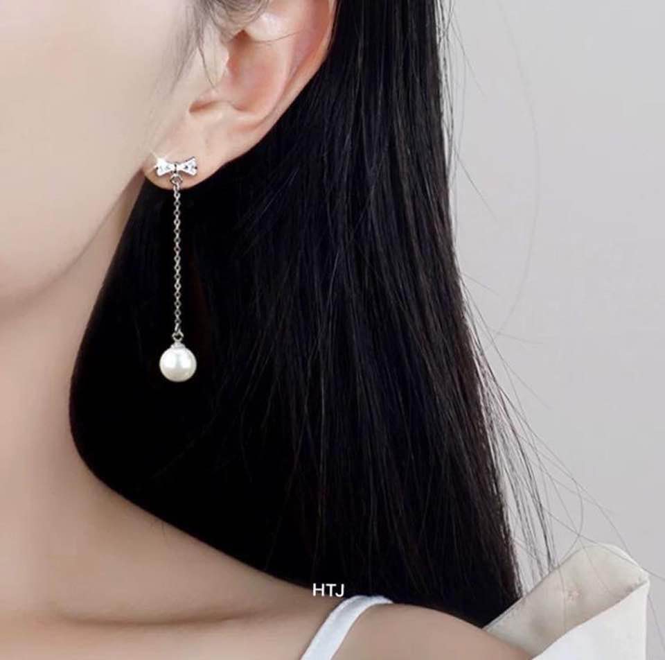 Bông tai bạc tua trai chất liệu bằng bạc s925 MS055