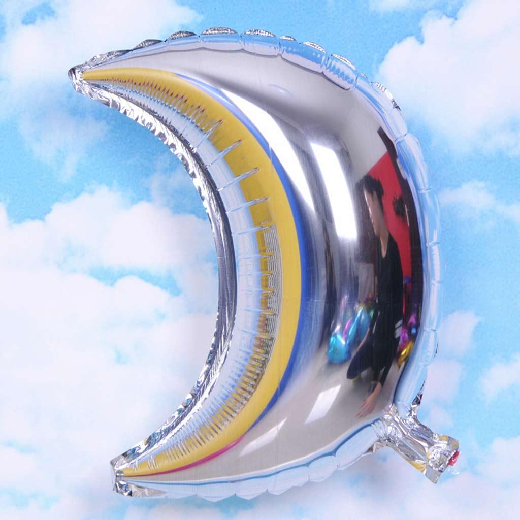 5 Pieces Mylar Moon Balloon Foil Air Balloon for Wedding Baby Shower Silver