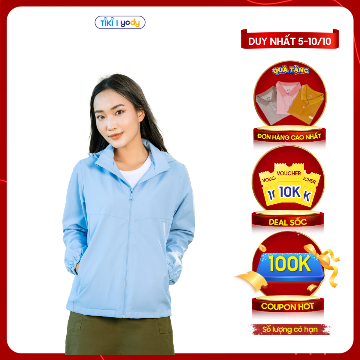 Áo Khoác Gió Nữ YODY 3C Plus cao cấp 2 lớp Cản gió, Cản bụi, Chống ngấm nước AKN5040