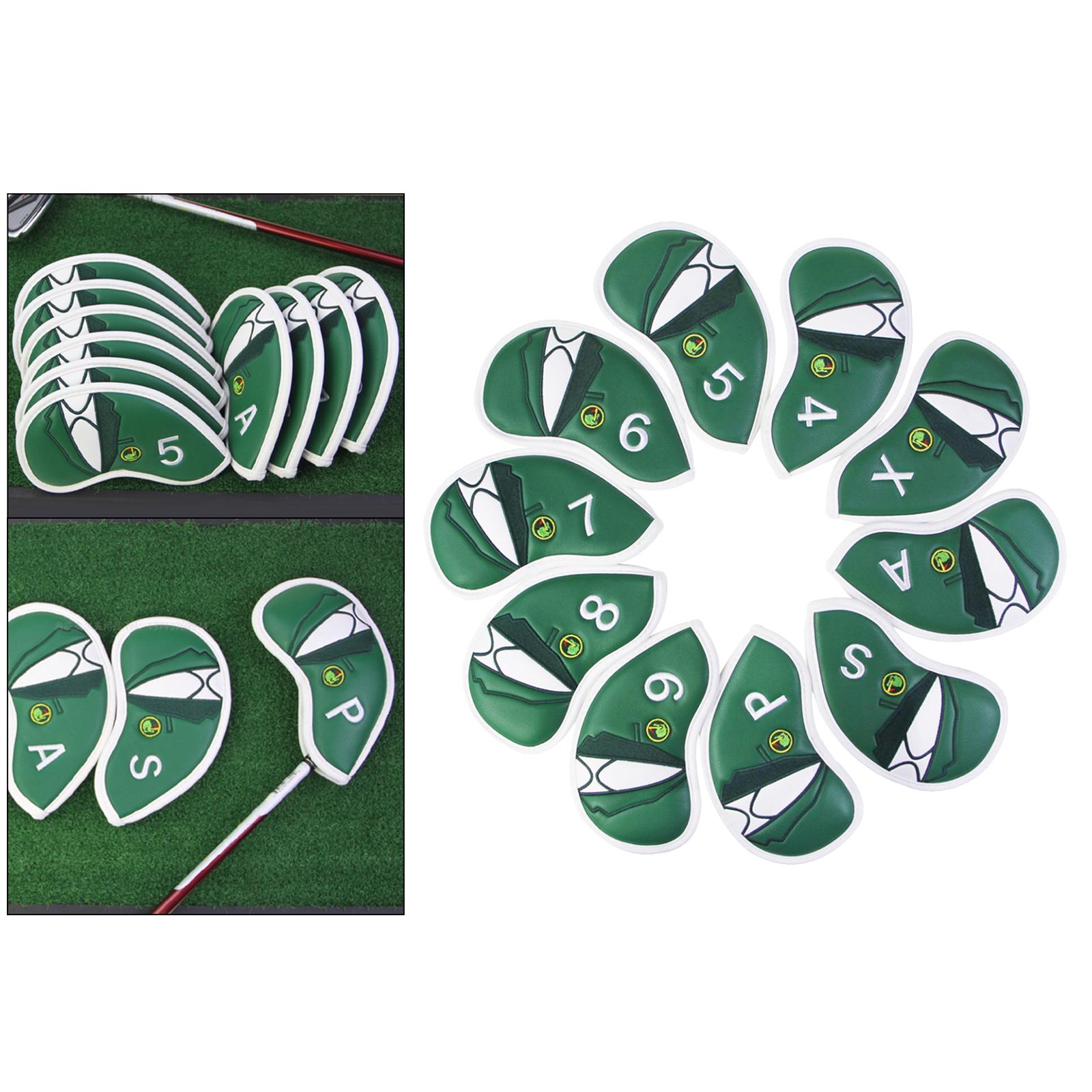 10PCS Golf Iron Covers, Thick PU Leather Golf Club Head Covers Set 4 5 6 7 8 9 P A S X Outdoor Golf Sports Equipments