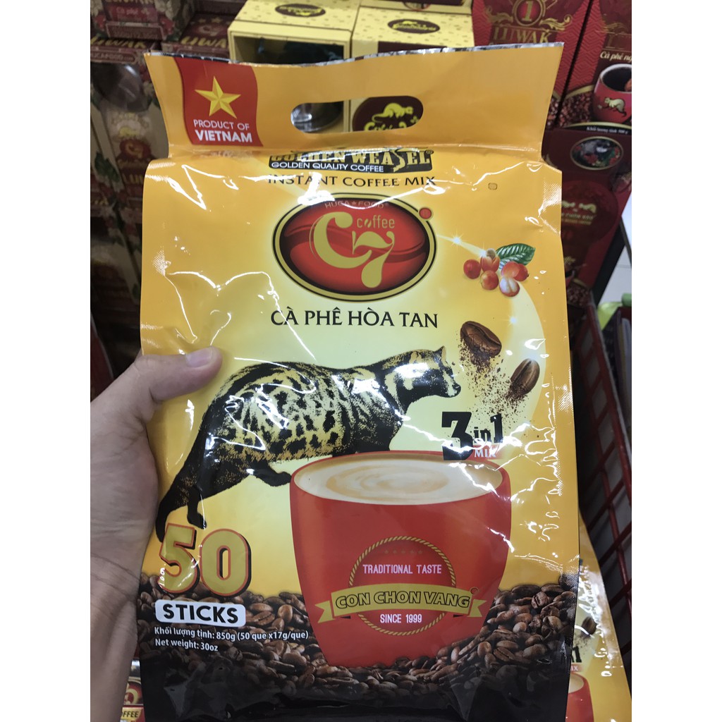 Cà phê hòa tan Con Chồn Vàng 3in1 túi 50 gói - Huca Food