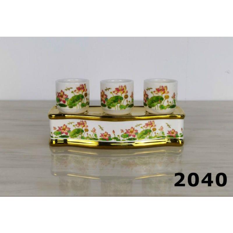 Bộ thờ cúng sen hồng sen hồng xi vàng mẫu 2040 (giá 1 sản phẩm)
