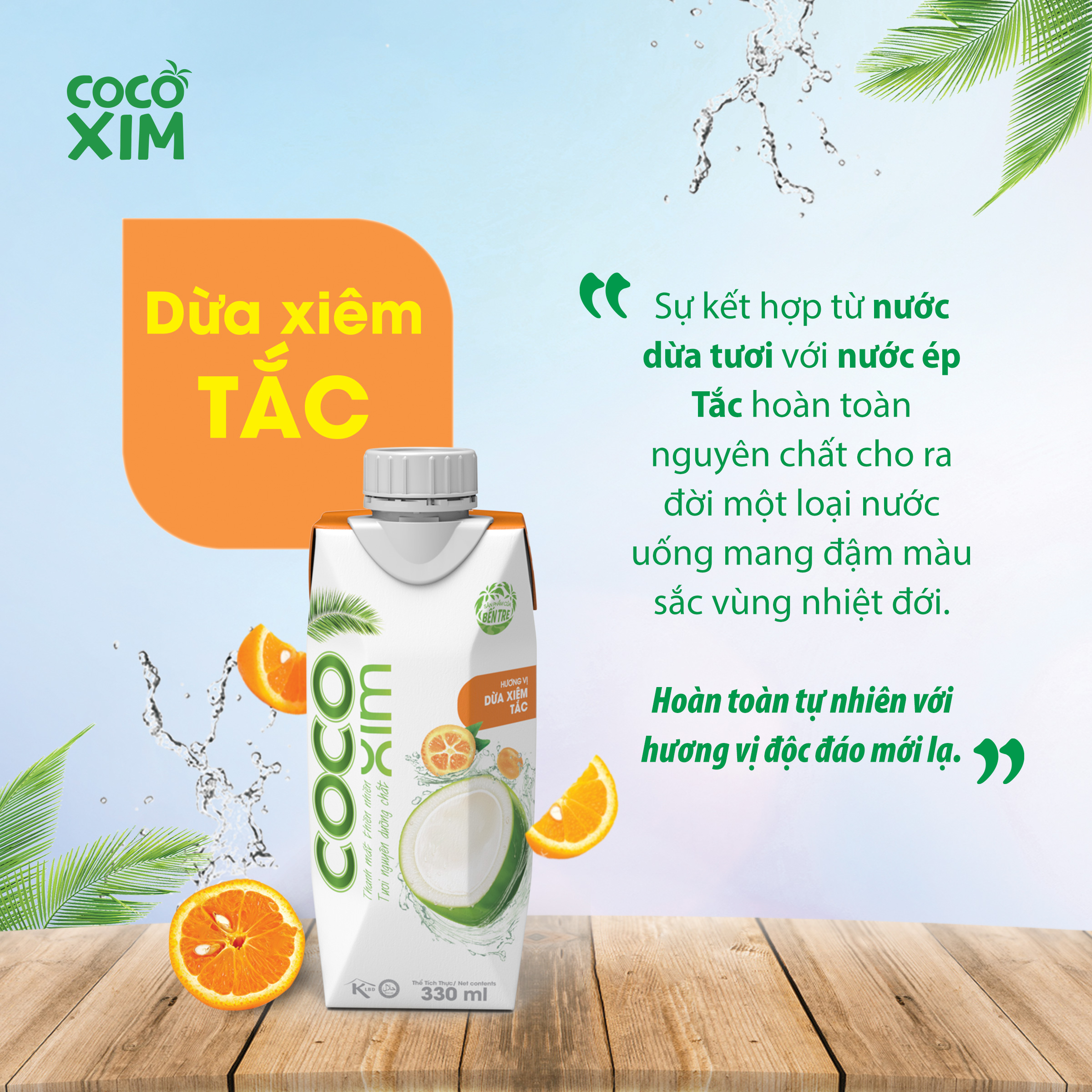 COMBO 6 HỘP Nước dừa đóng hộp Cocoxim Tắc 330ml/hộp