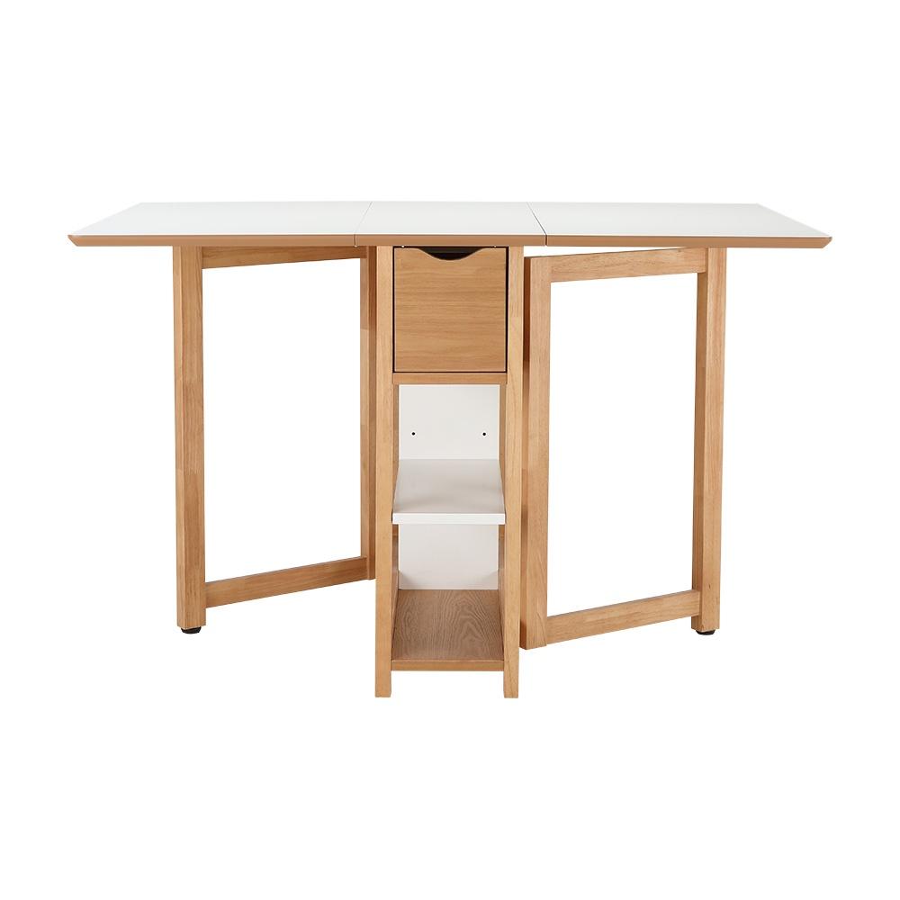 Bàn ăn thông minh PLIER chân gỗ tự nhiên kết hợp mặt gỗ MDF phủ melamine cao cấp kèm kệ và ngăn kéo tiện lợi