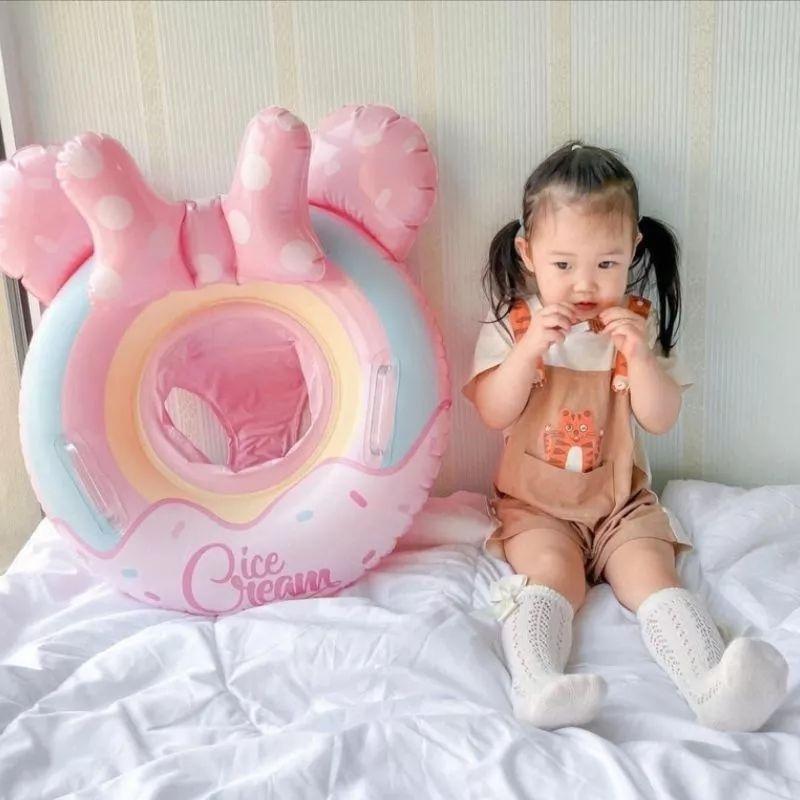 Phao bơi xỏ chân chống lật hình Micky màu hồng siêu xinh cho bé