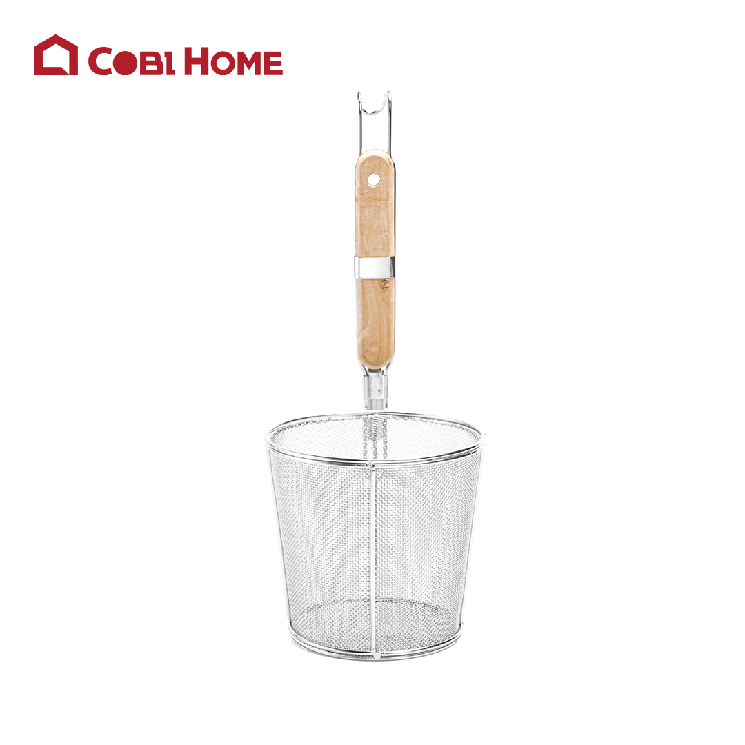 Vợt trụng mì, vợt đồ ăn bằng lưới inox – loại đứng và tròn – Đứng – 14cm