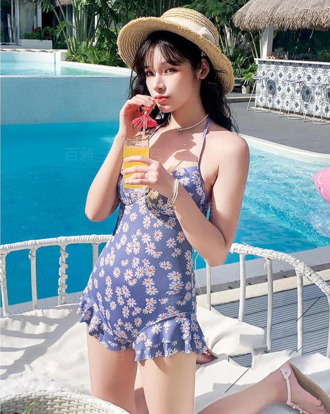 Bộ đồ bơi bikini nữ giấu bụng che nắng 1 mảnh đi tắm biển tôn dáng sang chảnh - B.02