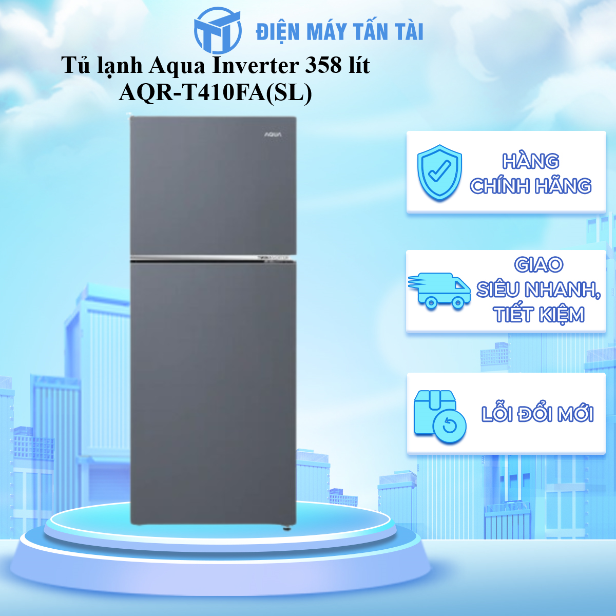 AQR-T410FA(SL) - Tủ lạnh Aqua Inverter 358 lít AQR-T410FA(SL) - Hàng Chính Hãng - Chỉ Giao Hồ Chí Minh
