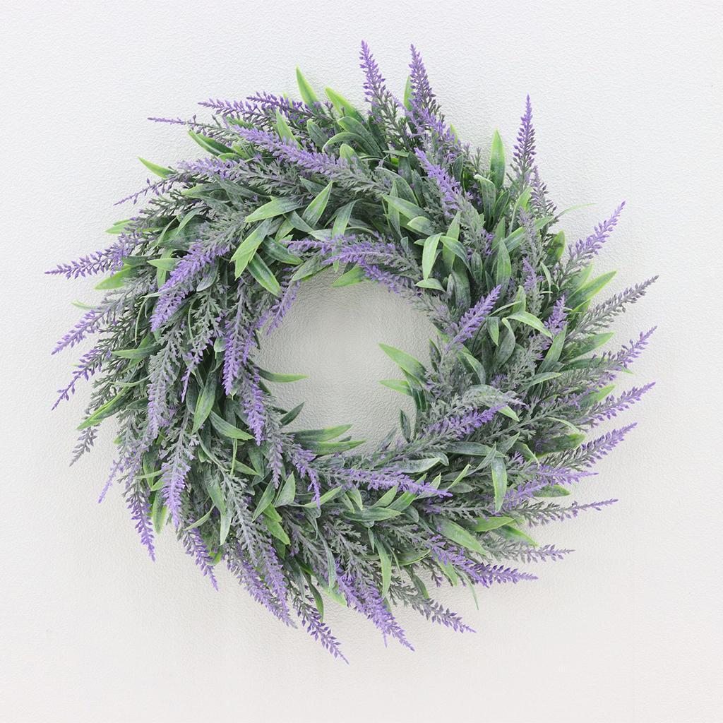 Artificial Front Door Simulation Lavender Flower Wreath Garland Green