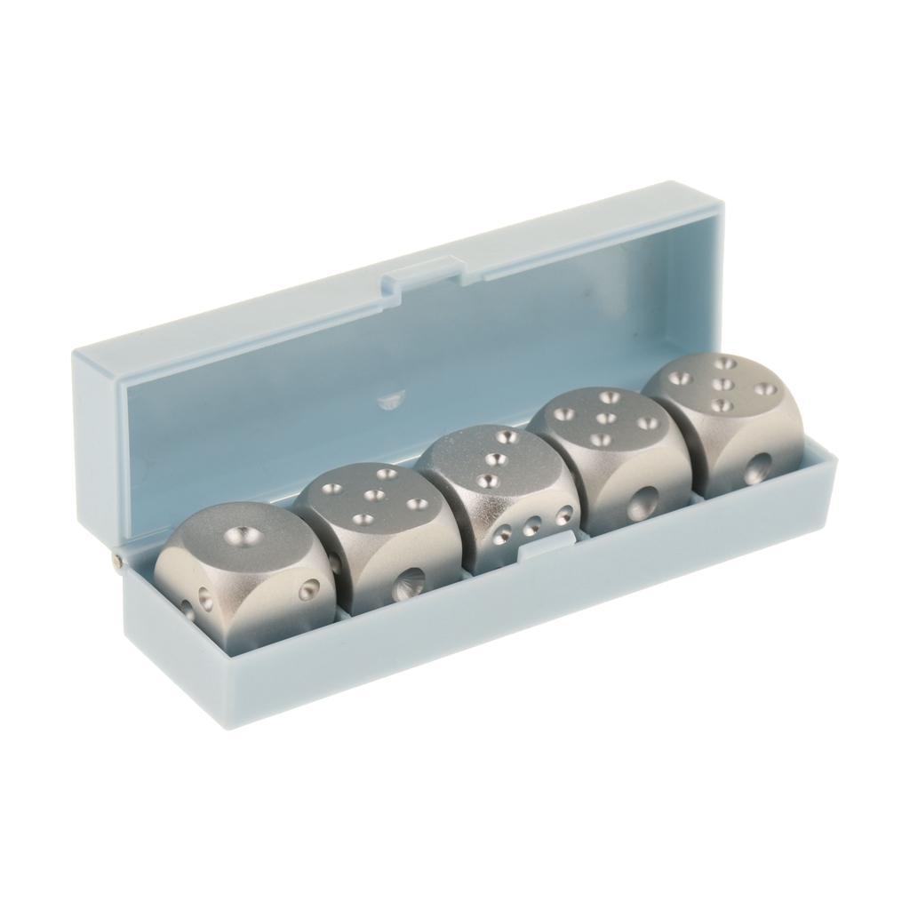 5pcs/set Aluminum Alloy Metal Silver Cube Dice Gift Role Play Games, Lightweight, durable and portable