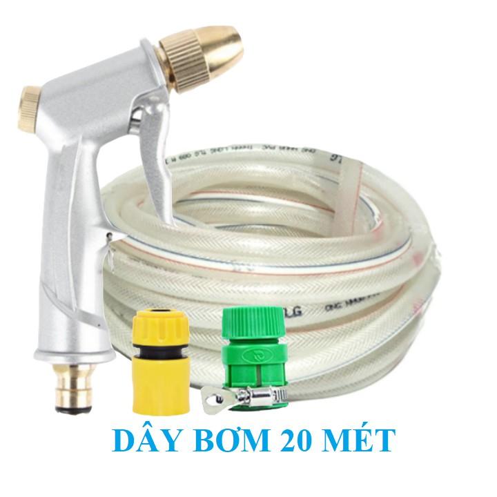 Bộ dây vòi xịt bơm nước tưới rửa , tăng áp 3 lần, loại 20m 206701 đầu đồng,cút+ mở chai